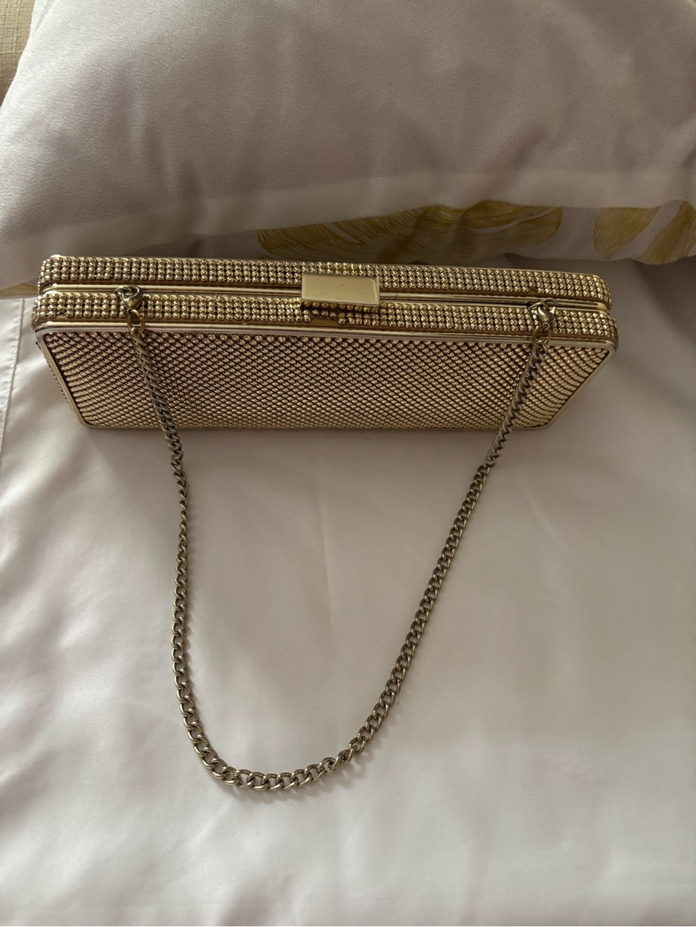 Whiting & Davis Gold Mesh Evening Clutch with Chain Strap